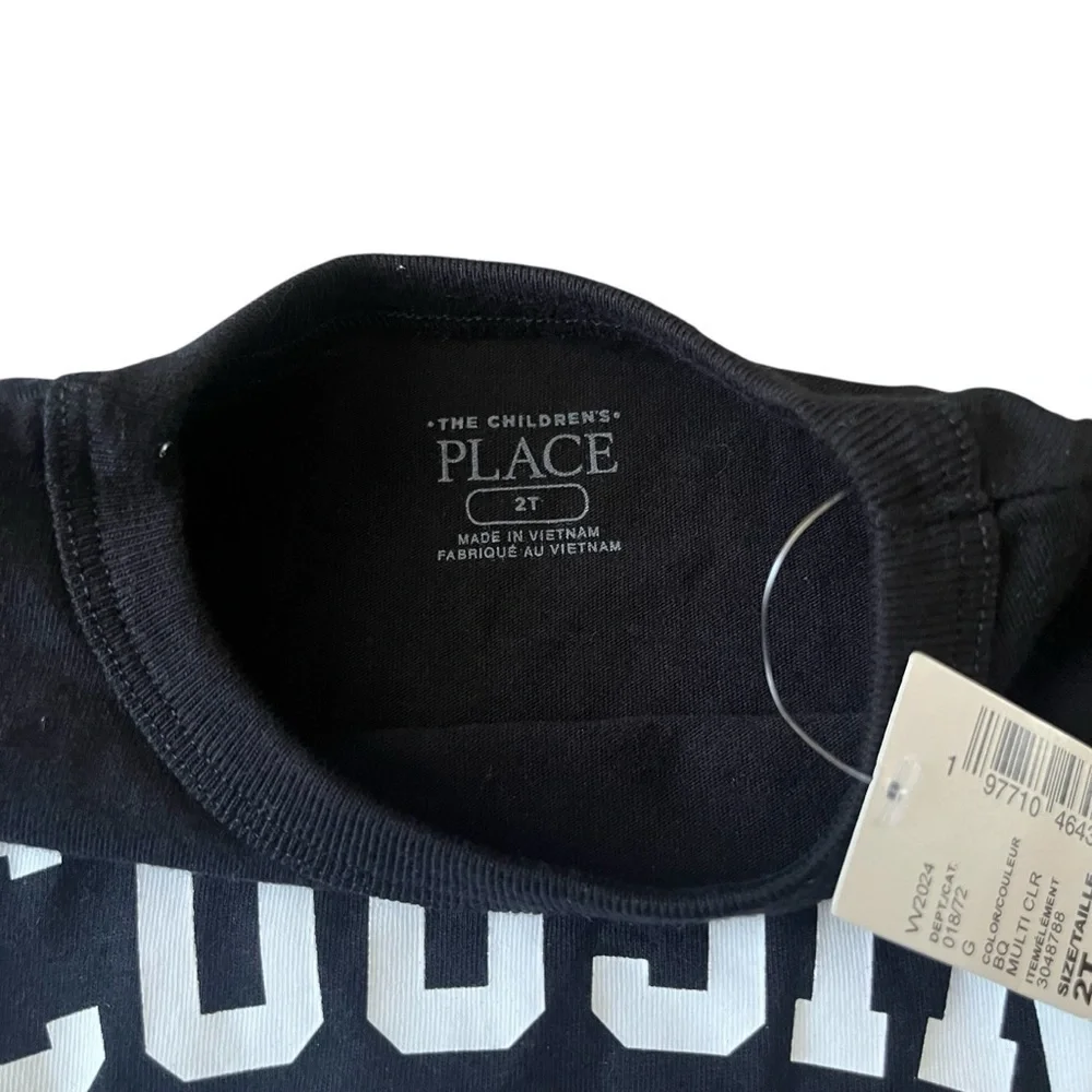 NWT The Children's Place Toddler Size 4T Black Cousins Crew Long Sleeve T-Shirt